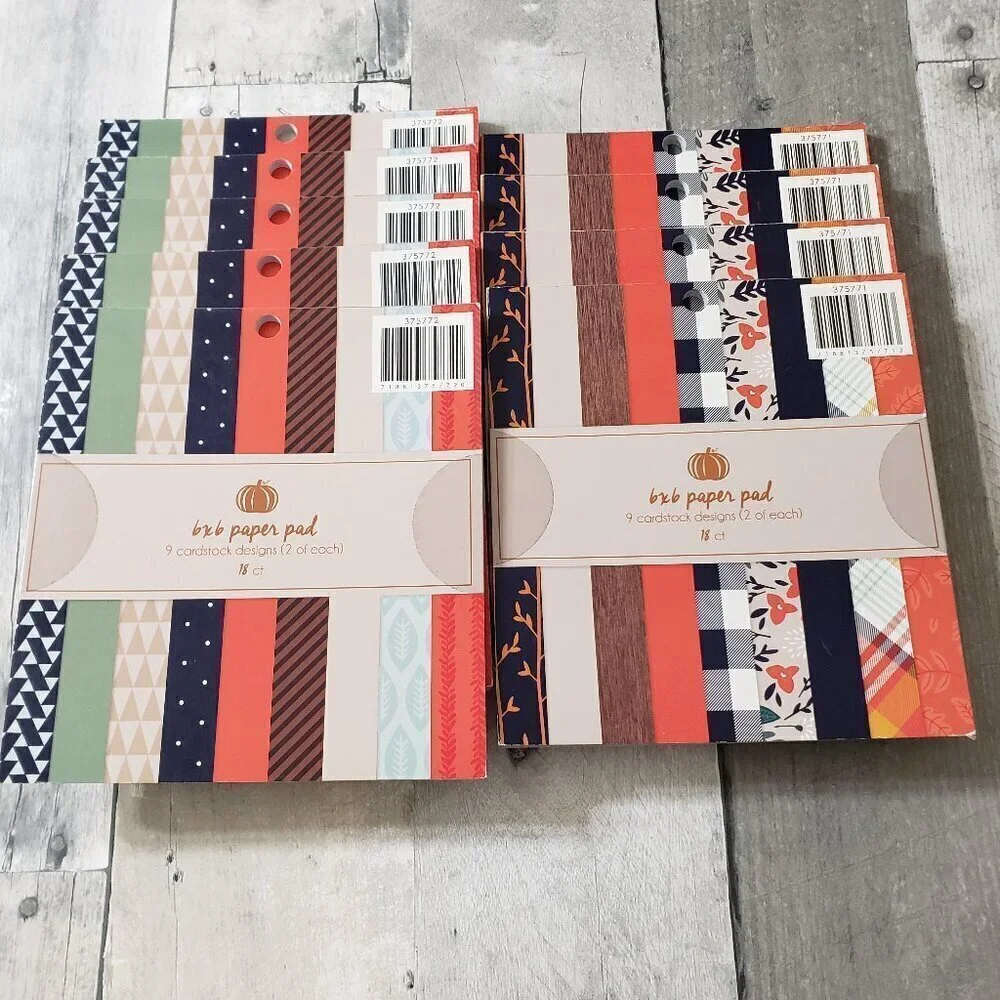 Set of 9,  6x6 18ct per pad Card Stock (total of 162 pages)